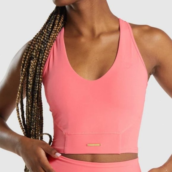 Gymshark Tops - BNWT WHITNEY SIMMONS X GYMSHARK TANK CROP TOP SPORTS BRA PEONY PINK XS